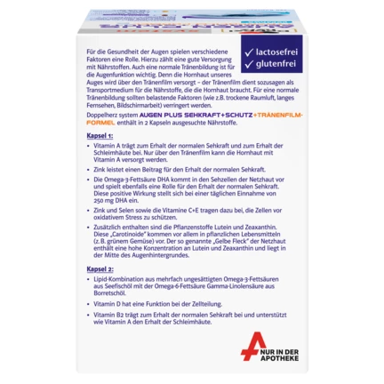 Abbildung der Produktverpackung Doppelherz system AUGEN PLUS SEHKRAFT + SCHUTZ Rückansicht